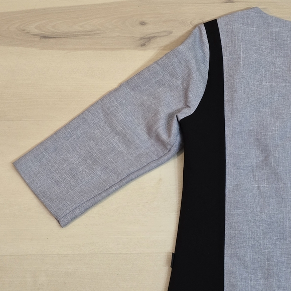 Nemnew Crew neck gray 3/4 sleeve career midi dress Embroidered flower size 6 - Picture 11 of 14